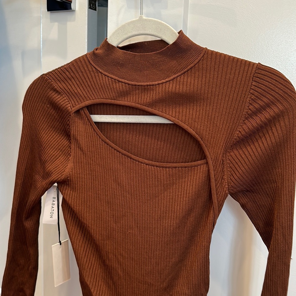 NWT Aritzia Babaton Asymmetrical Brown Top